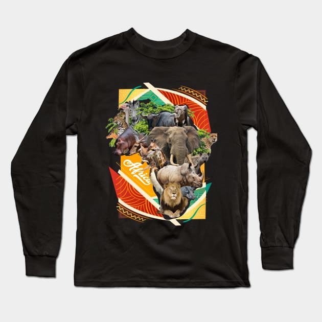 African Wild Animals Long Sleeve T-Shirt by irfankokabi